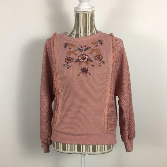 New Knox Rose pink embroidered sweater Small - Picture 1 of 7